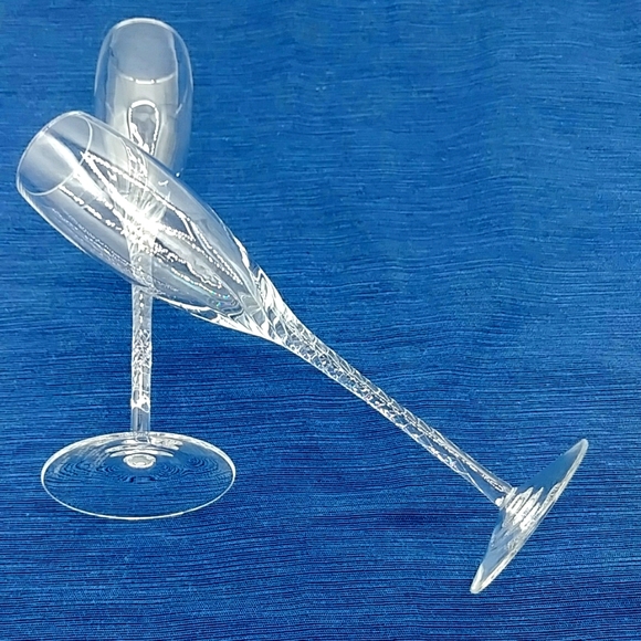 2 Lenox Encore Clear Millennium Edition Champagne Flutes. Disc Pattern - Picture 5 of 10